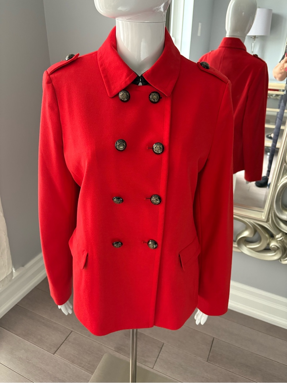 Jones New York Red Double-Breasted Jacket